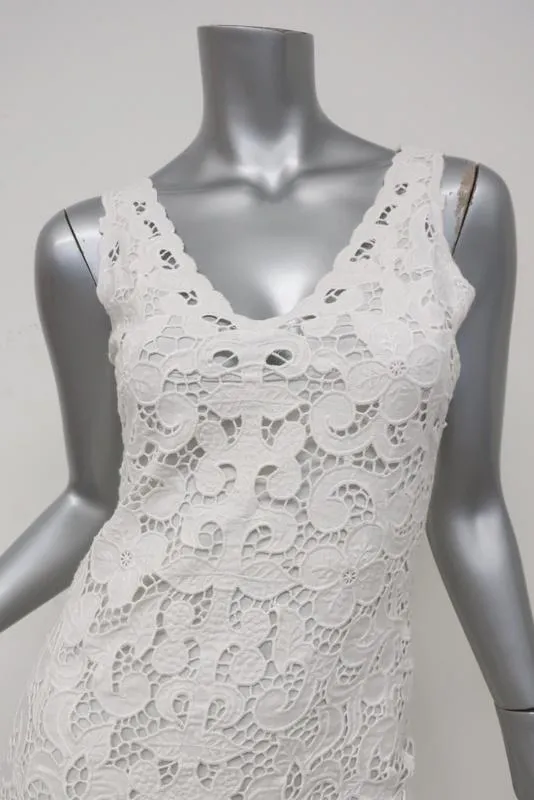 Calypso St. Barth Dress Kagami White Linen Embroidered Lace Size Extra Small