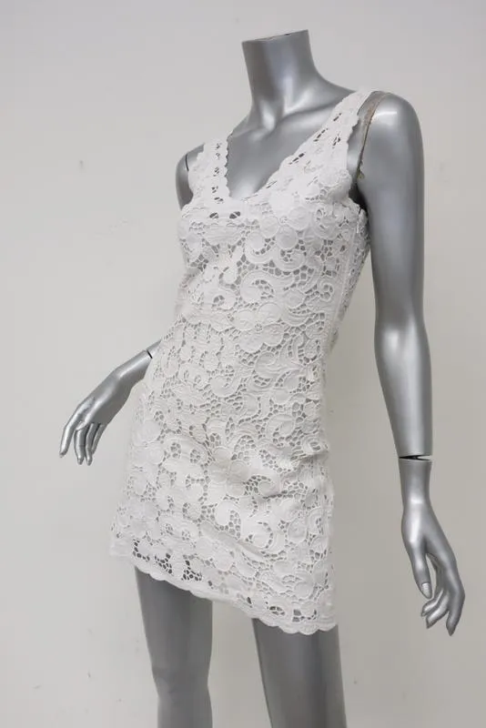 Calypso St. Barth Dress Kagami White Linen Embroidered Lace Size Extra Small