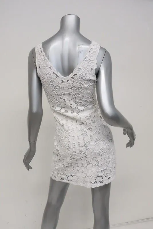 Calypso St. Barth Dress Kagami White Linen Embroidered Lace Size Extra Small