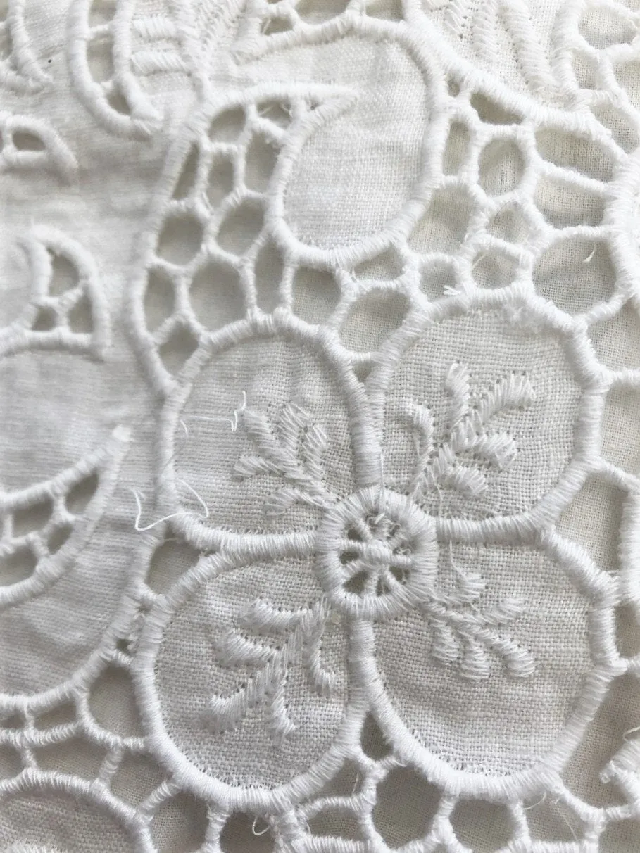 Calypso St. Barth Dress Kagami White Linen Embroidered Lace Size Extra Small