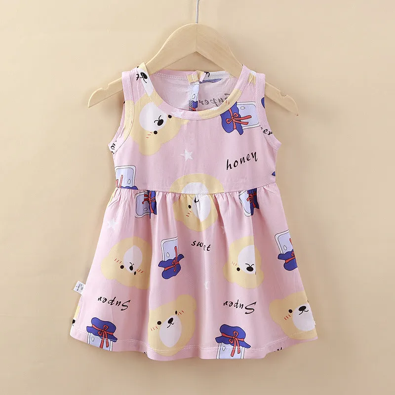 Children's Clothing Summer Children Shirt Girls' Cotton Silk Skirt Baby Girl Dress Princess Dress Wholesale Vest Skirt Baby Clothes