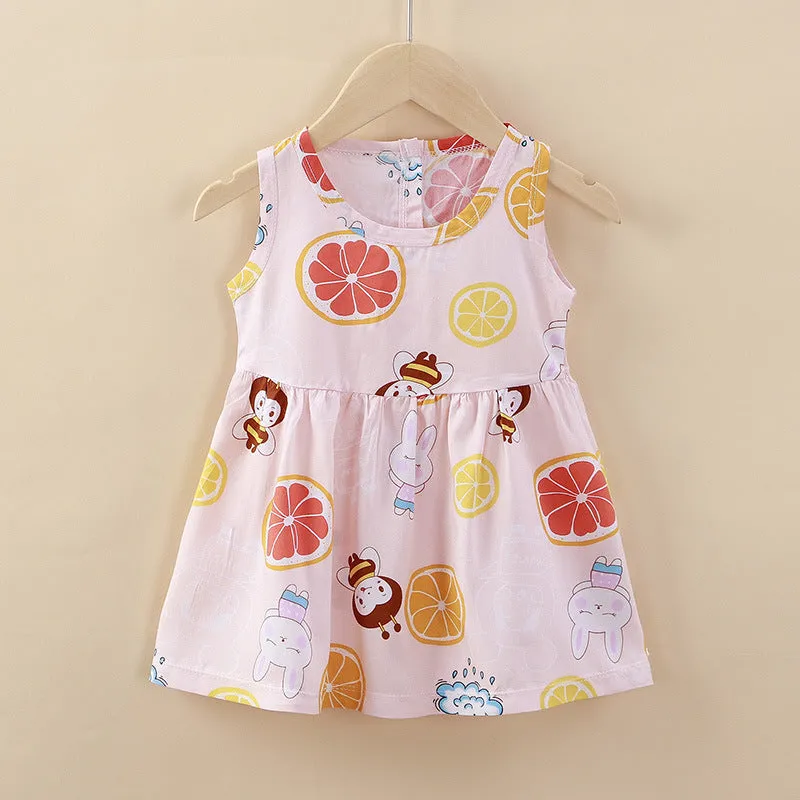 Children's Clothing Summer Children Shirt Girls' Cotton Silk Skirt Baby Girl Dress Princess Dress Wholesale Vest Skirt Baby Clothes