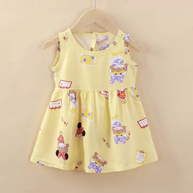 Children's Clothing Summer Children Shirt Girls' Cotton Silk Skirt Baby Girl Dress Princess Dress Wholesale Vest Skirt Baby Clothes