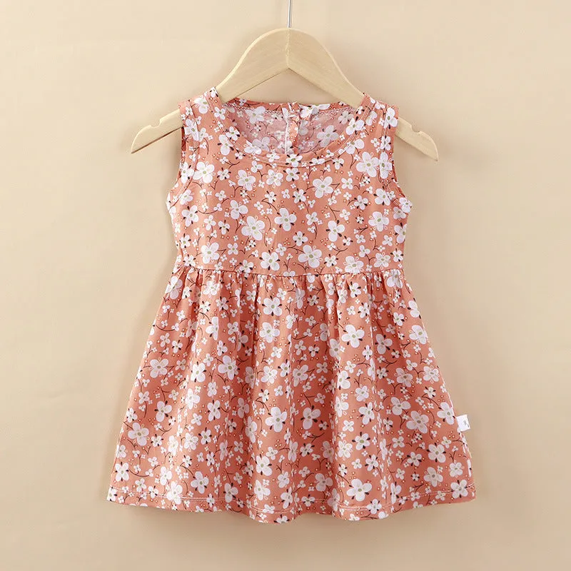 Children's Clothing Summer Children Shirt Girls' Cotton Silk Skirt Baby Girl Dress Princess Dress Wholesale Vest Skirt Baby Clothes