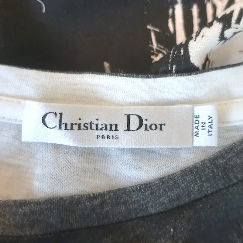 Christian Dior New York T-Shirt Black & White Cotton-Linen Size Medium