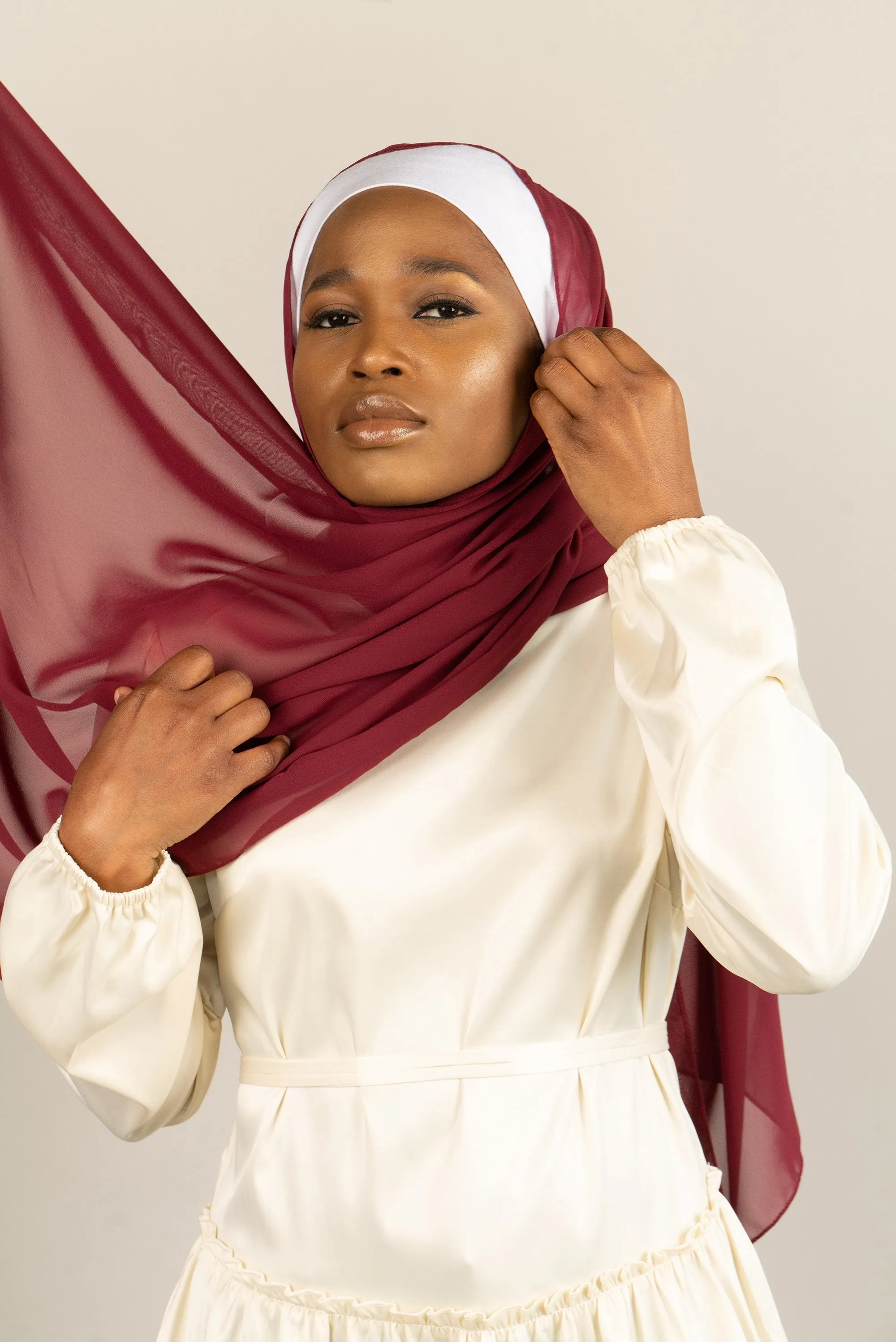 DEEP ROSE Georgette Chiffon Scarf