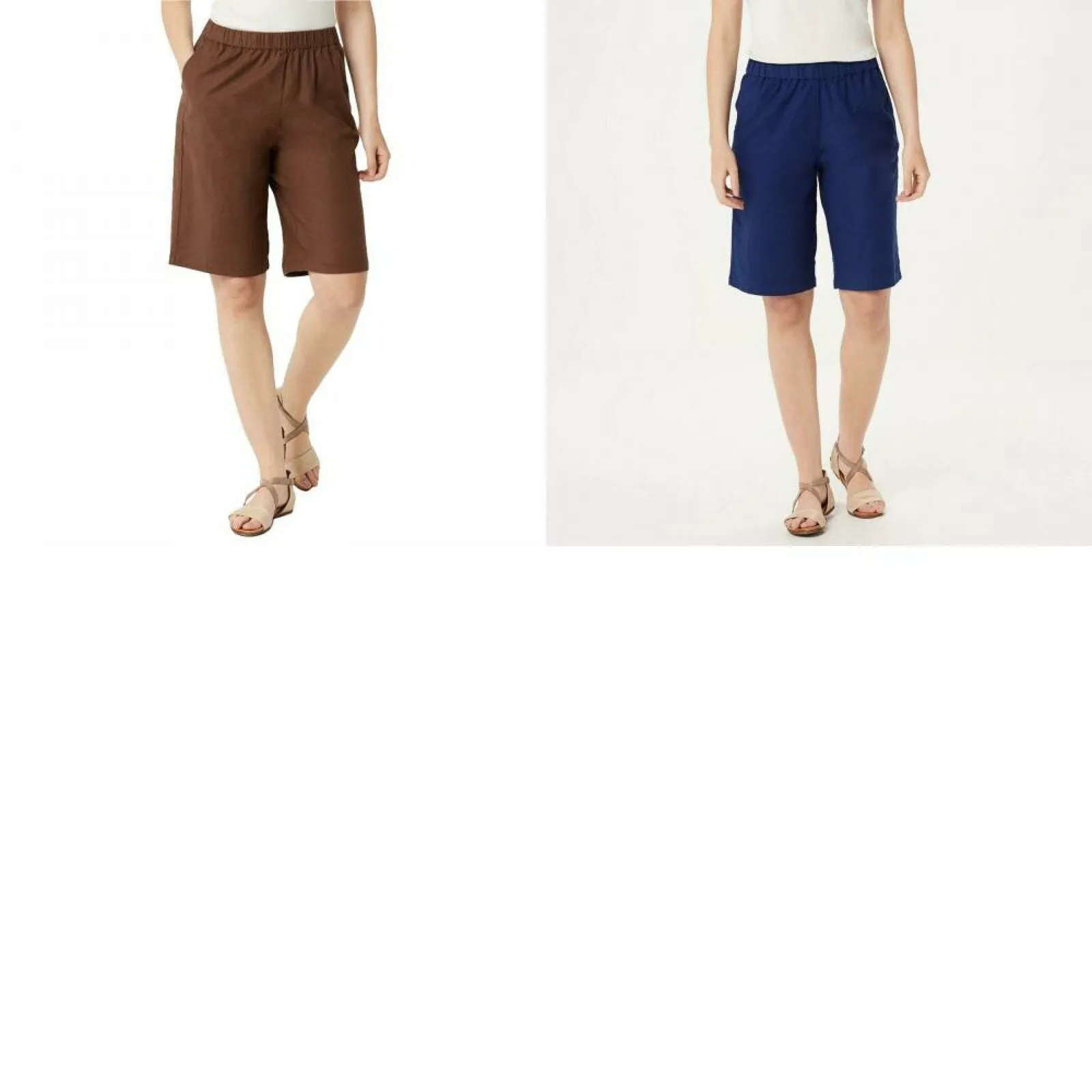 Denim & Co. Women's Linen Blend Pull-On Bermuda Shorts