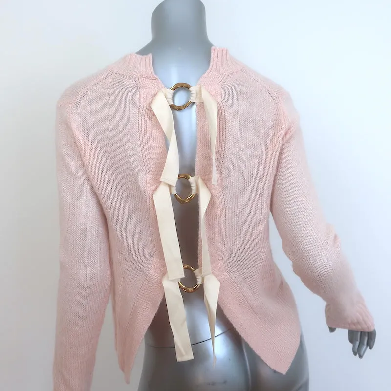 Derek Lam 10 Crosby Open-Back Sweater Pink Cashmere-Blend Size Extra Small