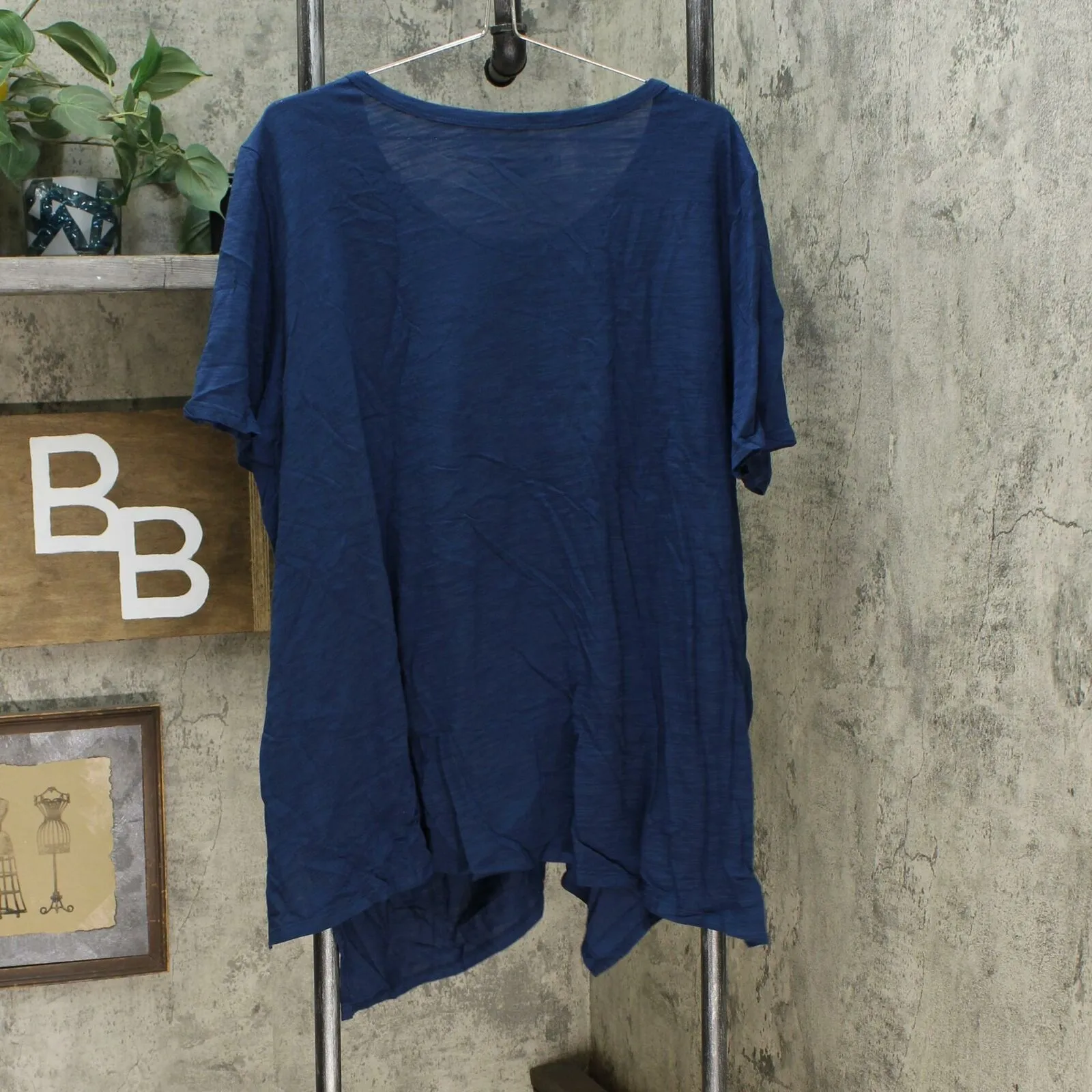 DG2 by Diane Gilman Women's Draped And Gathered Knot Side Tee Navy Plus 3X