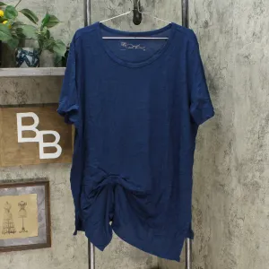 DG2 by Diane Gilman Women's Draped And Gathered Knot Side Tee Navy Plus 3X