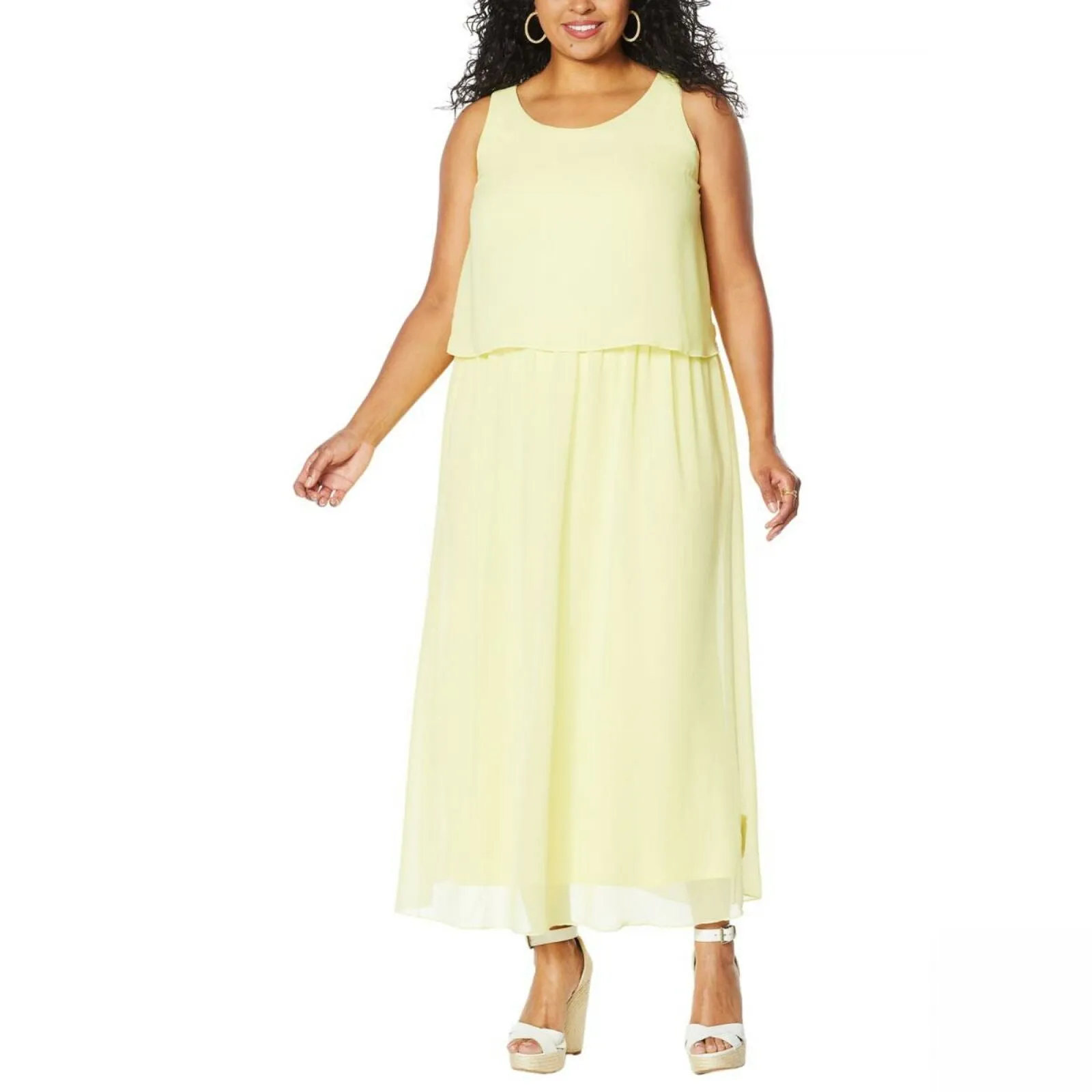 DG2 by Diane Gilman Women's Plus Size Easy Tank Maxi Dress Yellow 2X