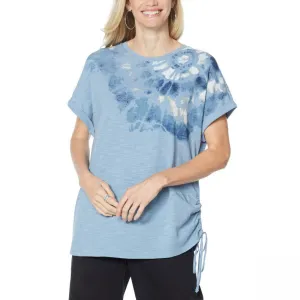 DG2 by Diane Gilman Women's Plus Size Tie Dye Side Tie T-Shirt