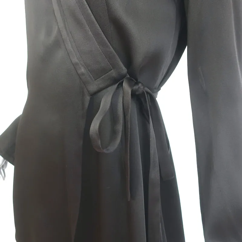 Donna Karan Wrap Jacket Dark Brown Satin Size US 4