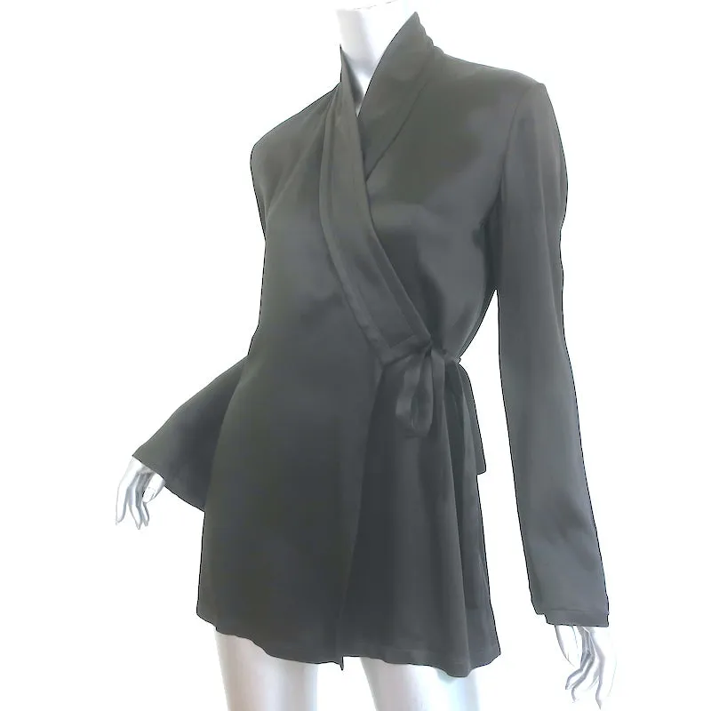 Donna Karan Wrap Jacket Dark Brown Satin Size US 4