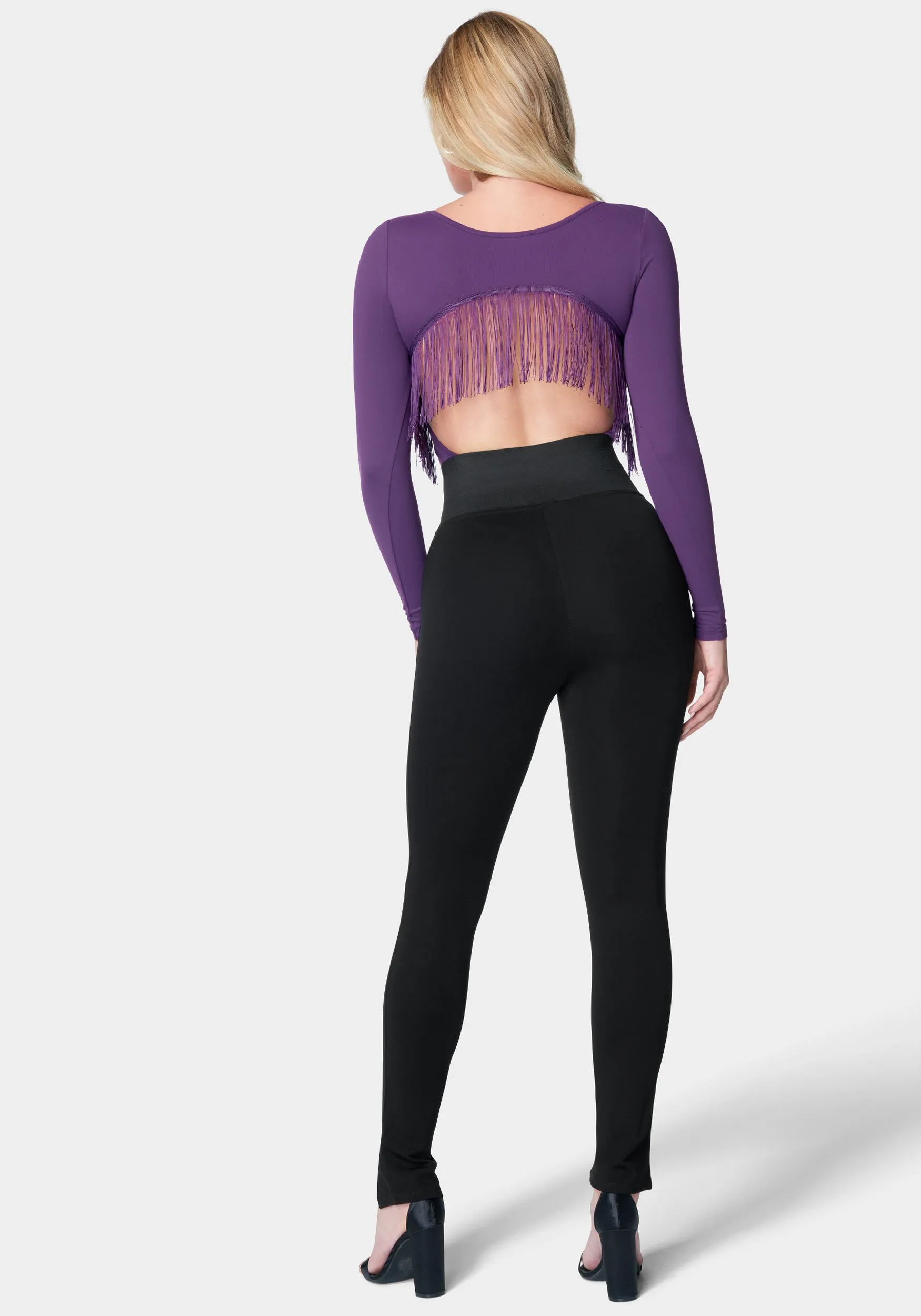 Elastic High Waist Slit Front Legging