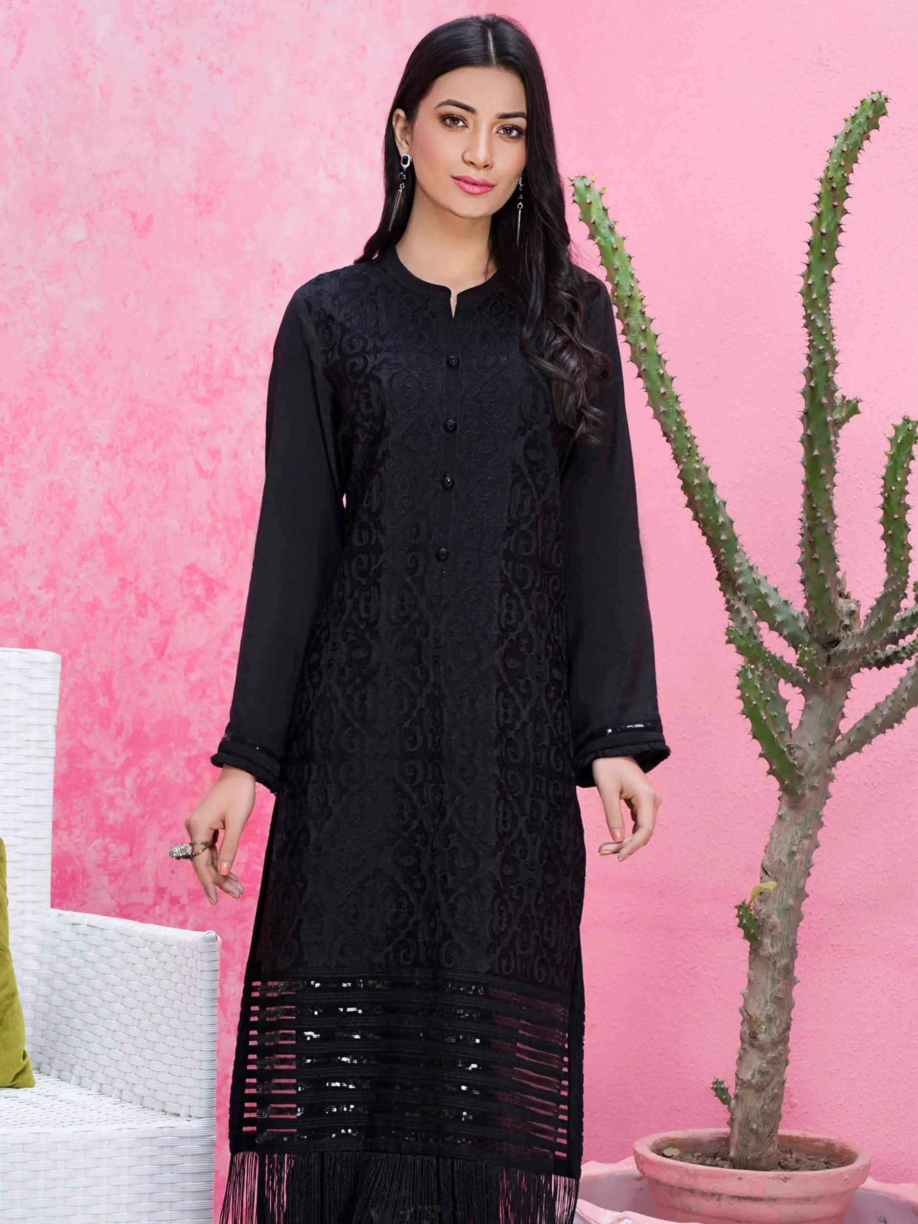 Embroidered Raw Silk Shirt | Lime Light Women Eid Collection 2023