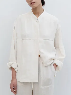 Female Spring Autumn Solid Color Vintage Linen Shirts