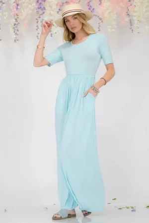 Full Size Short Sleeve Maxi Dress with Pockets Plus Size Available