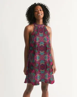Fuschia African African Print Women's Halter Dress