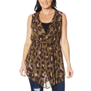 G by Giuliana Women's Chiffon Front Belted Vest Cardigan