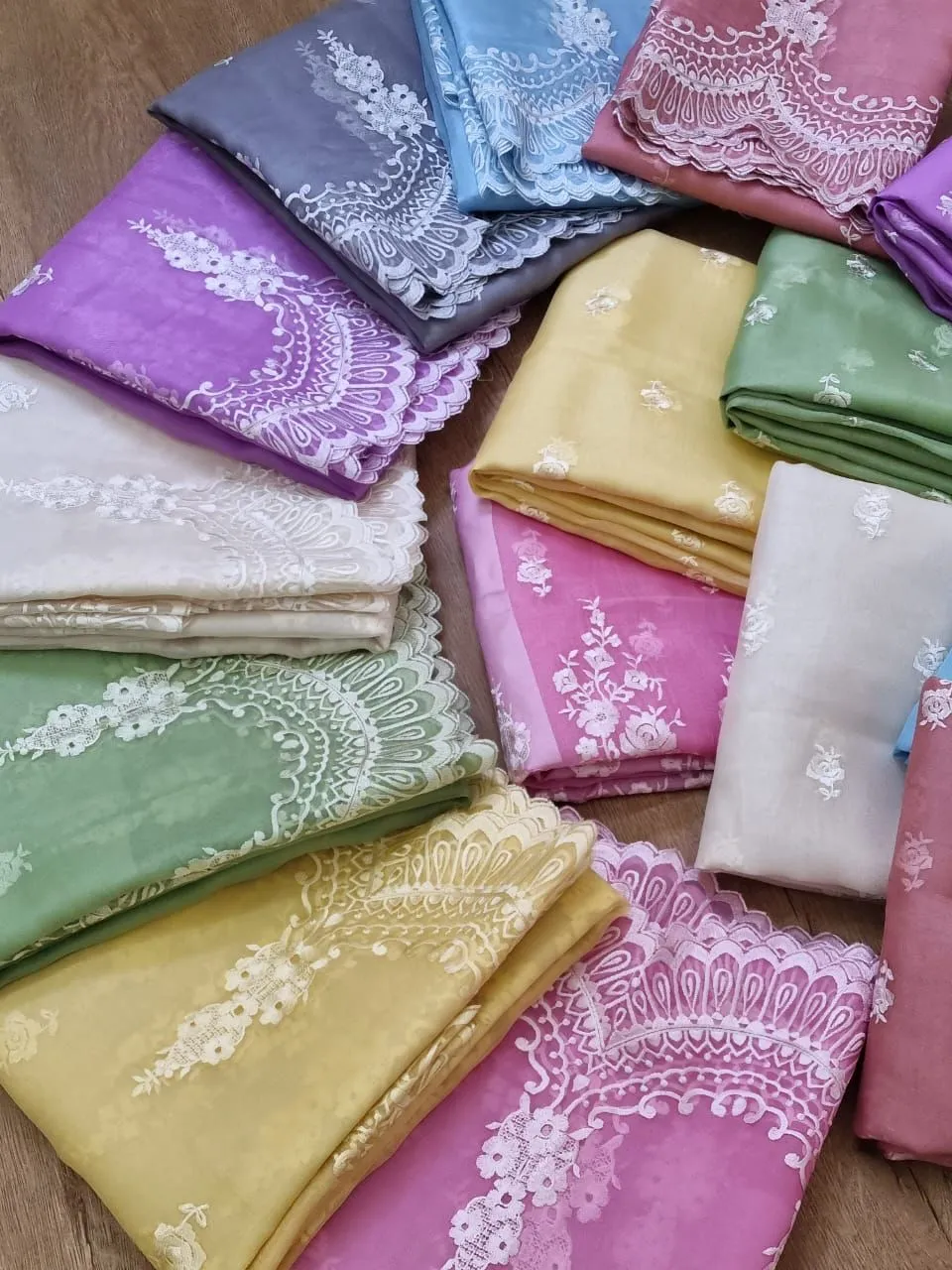 Grey Banarasi Organza Silk Embroidery Suit(Unstitched)