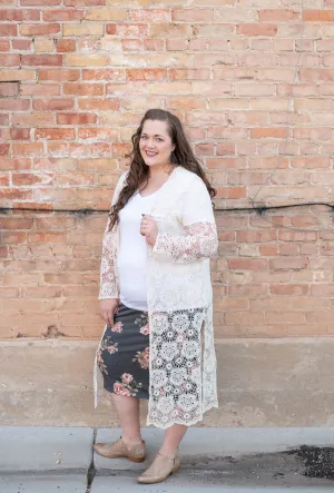 Grey Floral Pencil Skirt