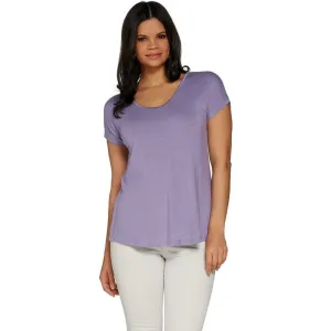 H by Halston Essentials Women's U-Neck Extended Shoulder Top Hyacinth XXS