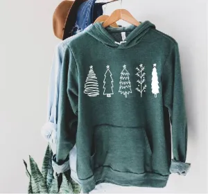 Hand Drawn Christmas Trees Unisex Triblend Hoodie