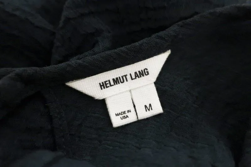 Helmut Lang Tank Teal Breeze Crinkled Chiffon Size Medium Draped-Side Top