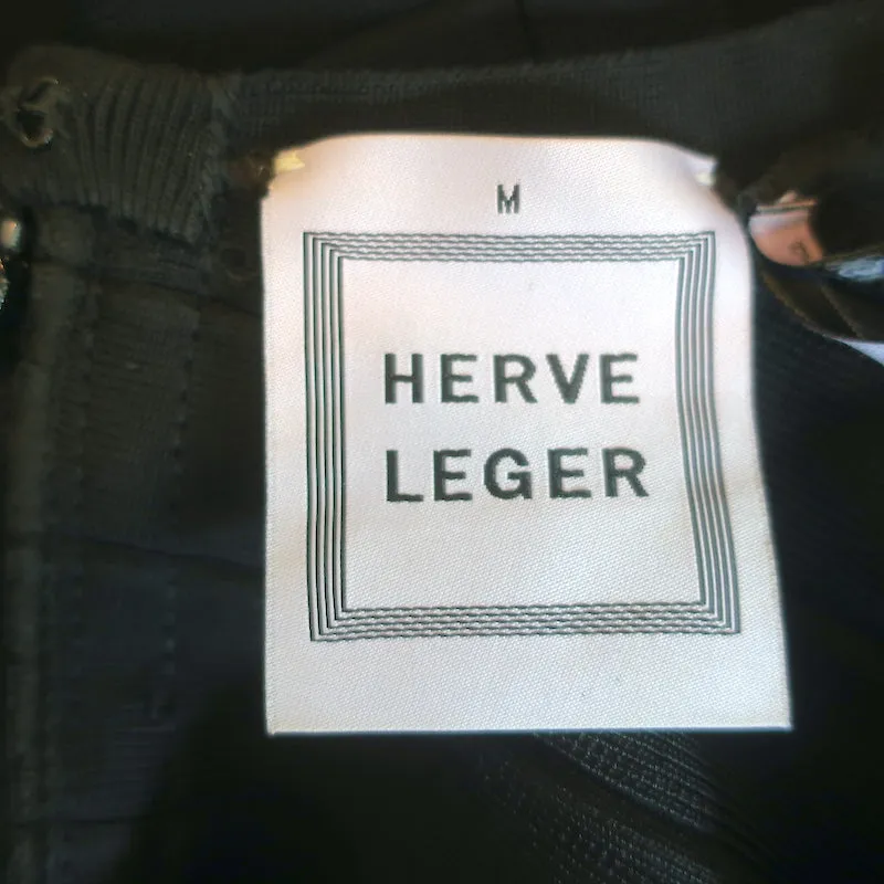 Herve Leger Cold Shoulder Bandage Mini Dress Black Size Medium