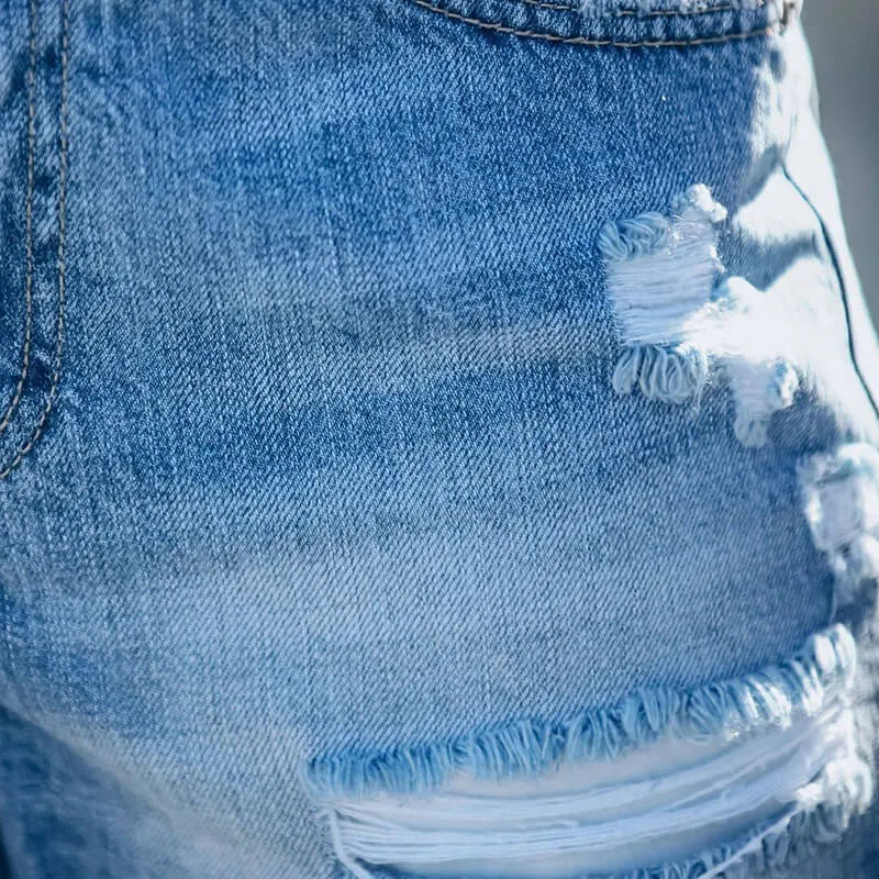 Hot Sale Fashion Women's High Waist Ripped Fringed Denim Shorts