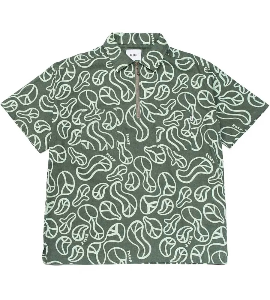 Huf Women's Groovy Zip Work Shirt - Sage