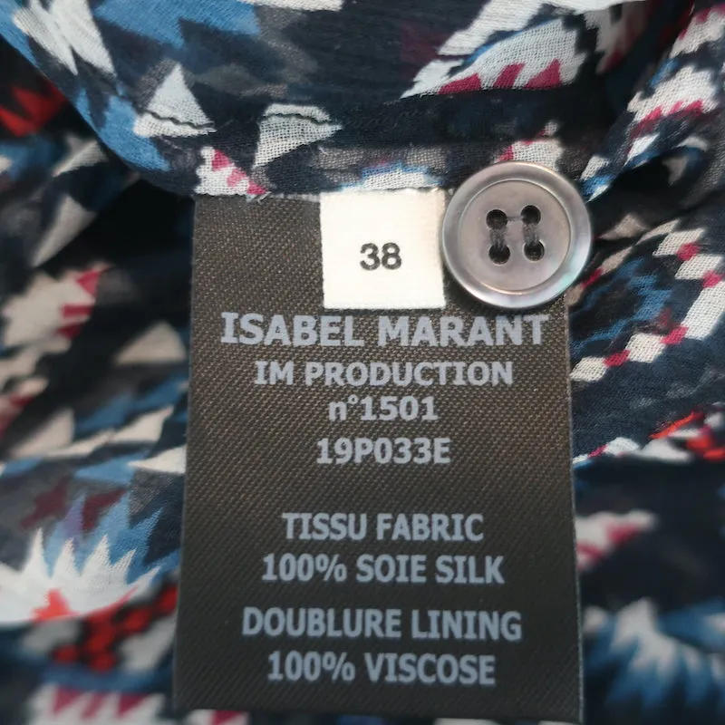 Isabel Marant Etoile Asymmetrical Midi Dress Enna Printed Chiffon Size 38