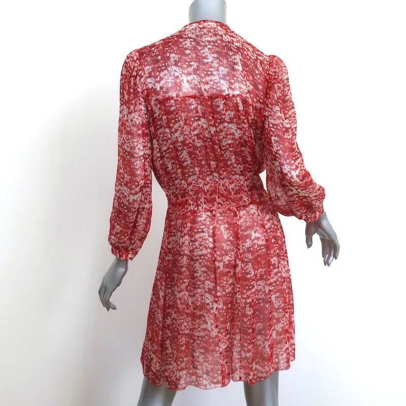 Isabel Marant Etoile Danzig Mini Dress Red Printed Chiffon Size 38