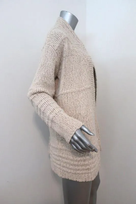 James Perse Beach Cardigan Ivory Cotton-Linen Size 0 Open Front Sweater NEW