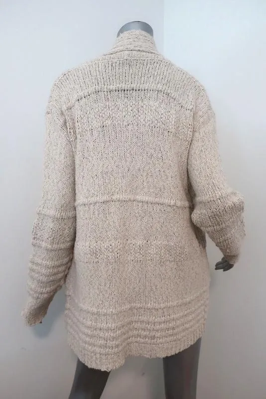 James Perse Beach Cardigan Ivory Cotton-Linen Size 0 Open Front Sweater NEW