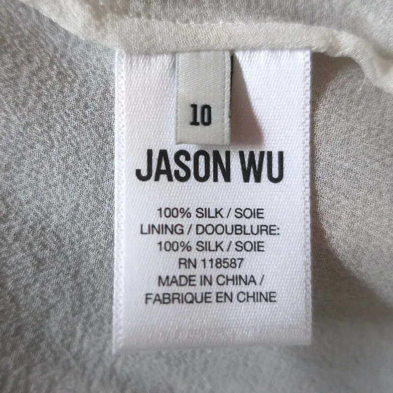 Jason Wu Collection Blouse Light Blue Floral Print Ruffled Chiffon Size 10
