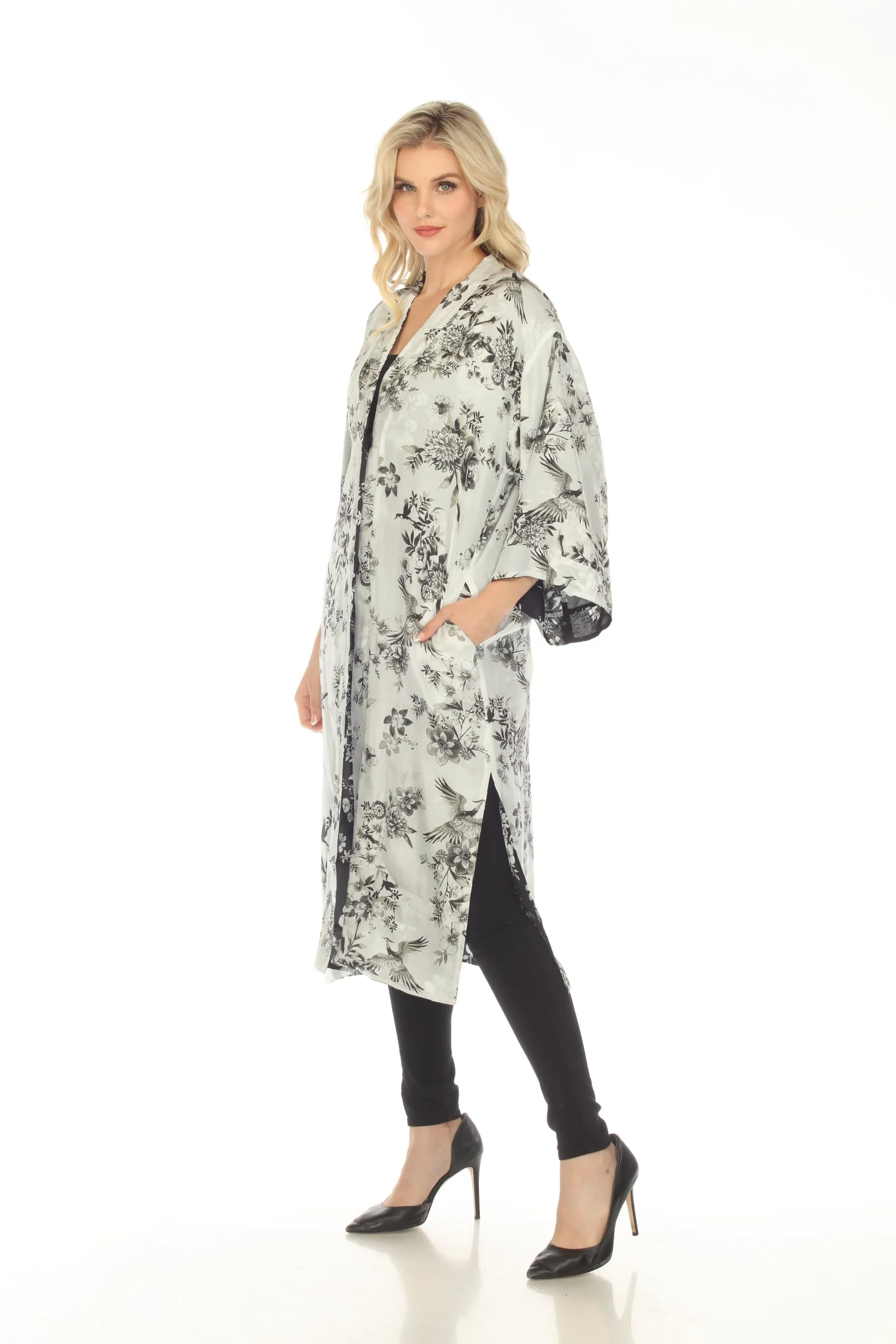 Johnny Was Dreamer Jules Reversible Silk Floral Long Kimono Boho Chic R40623
