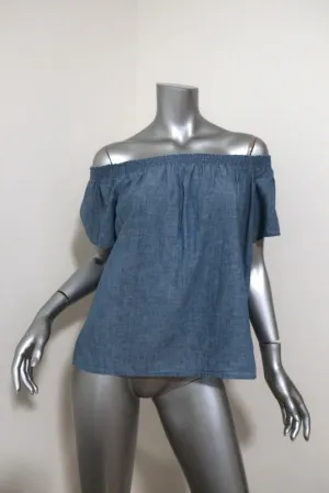 Joie Off the Shoulder Top Amesti Chambray Size Extra Small Short Sleeve Blouse