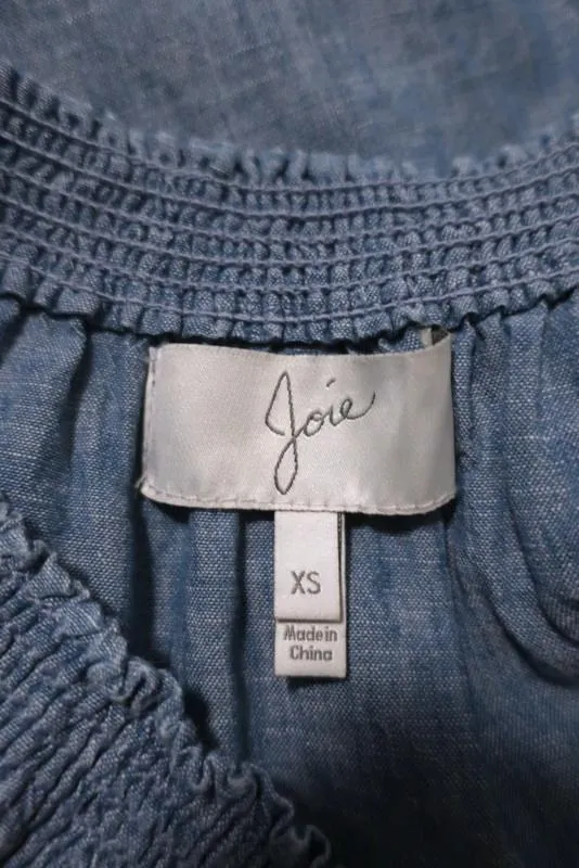 Joie Off the Shoulder Top Amesti Chambray Size Extra Small Short Sleeve Blouse