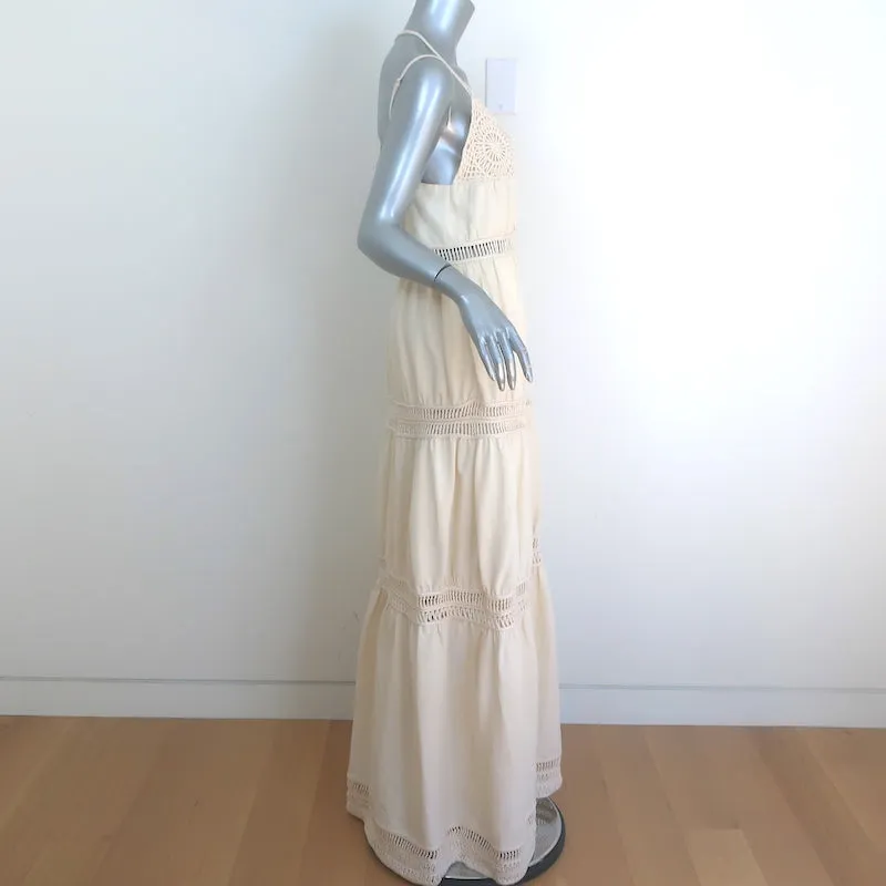 Jonathan Simkhai Rocky Crochet-Trimmed Tiered Maxi Dress Ecru Size Medium