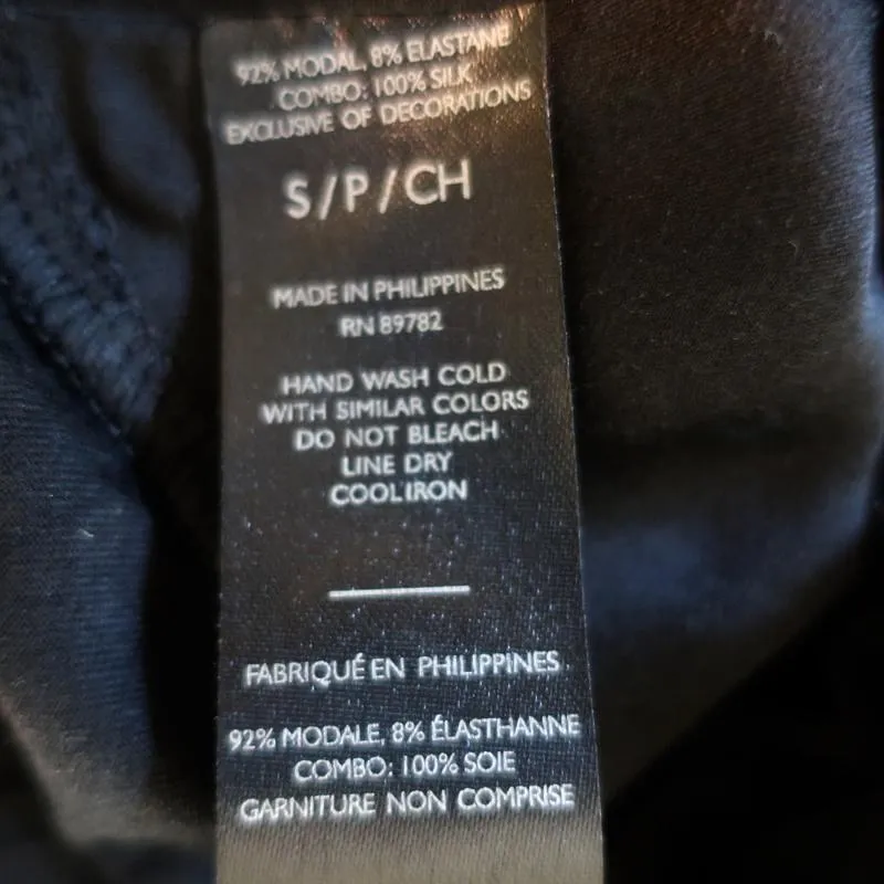 Josie Natori Jersey Essentials Cami Black Silk & Modal Size Small Tank Top