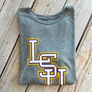 JT x LSU Stacked Logo Women's Crew-grey