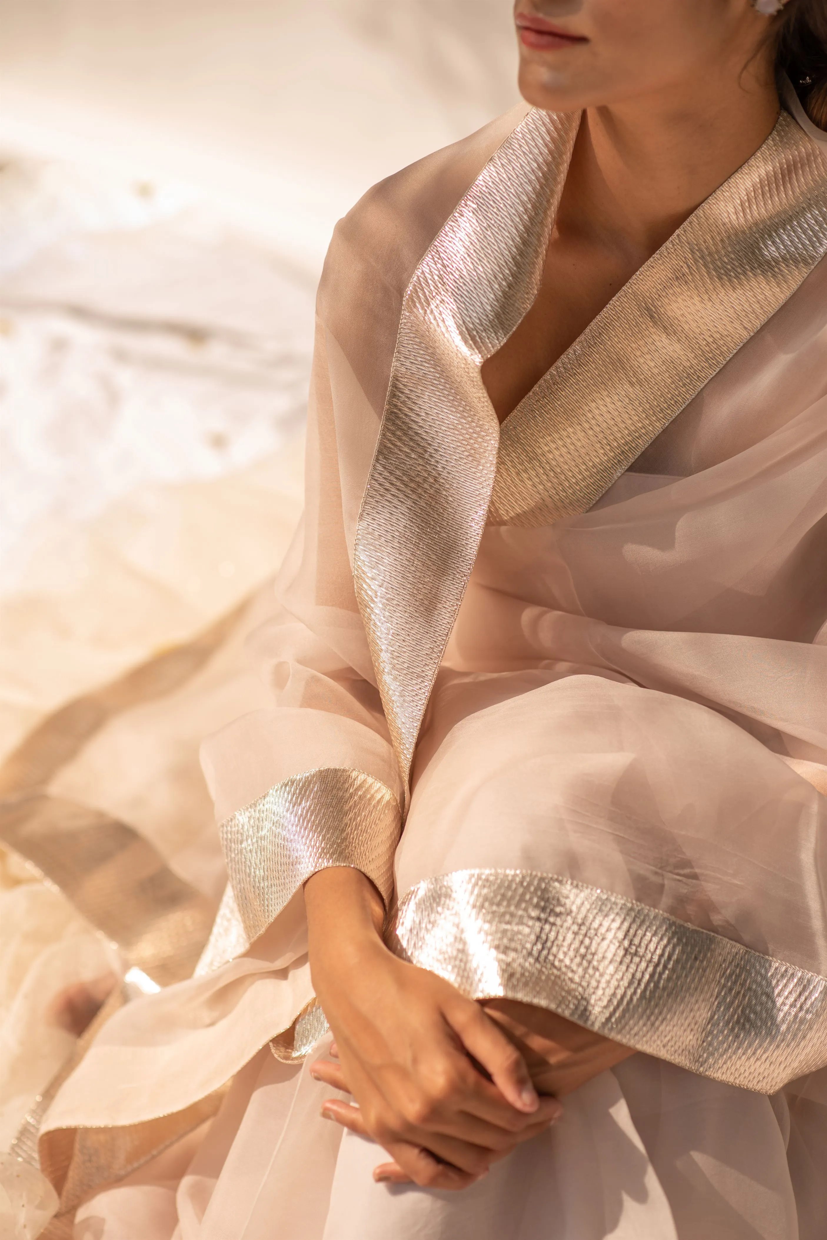 Kapardara - Inara Saree - Silk Organza - Lapha Border - RoseWater
