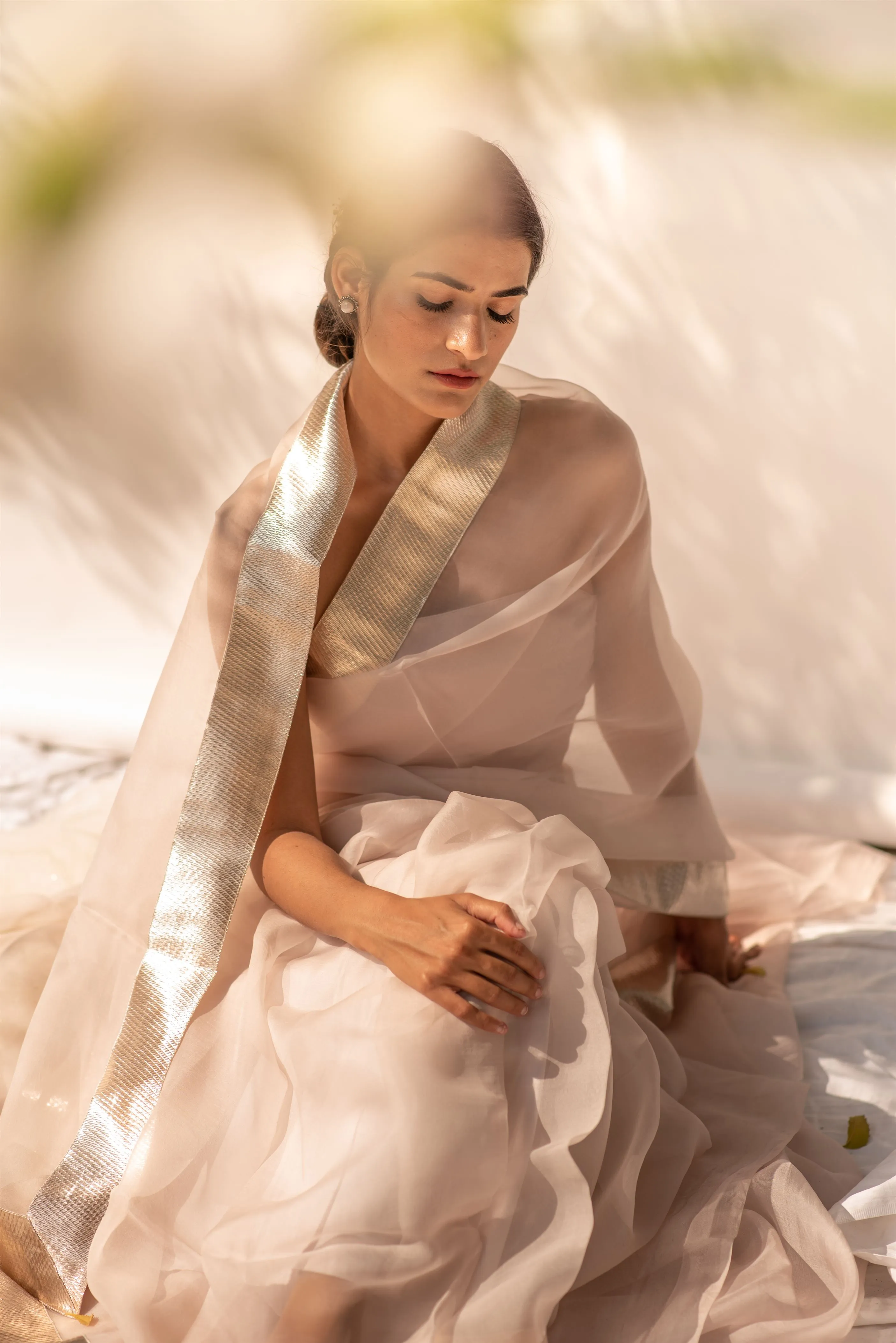Kapardara - Inara Saree - Silk Organza - Lapha Border - RoseWater
