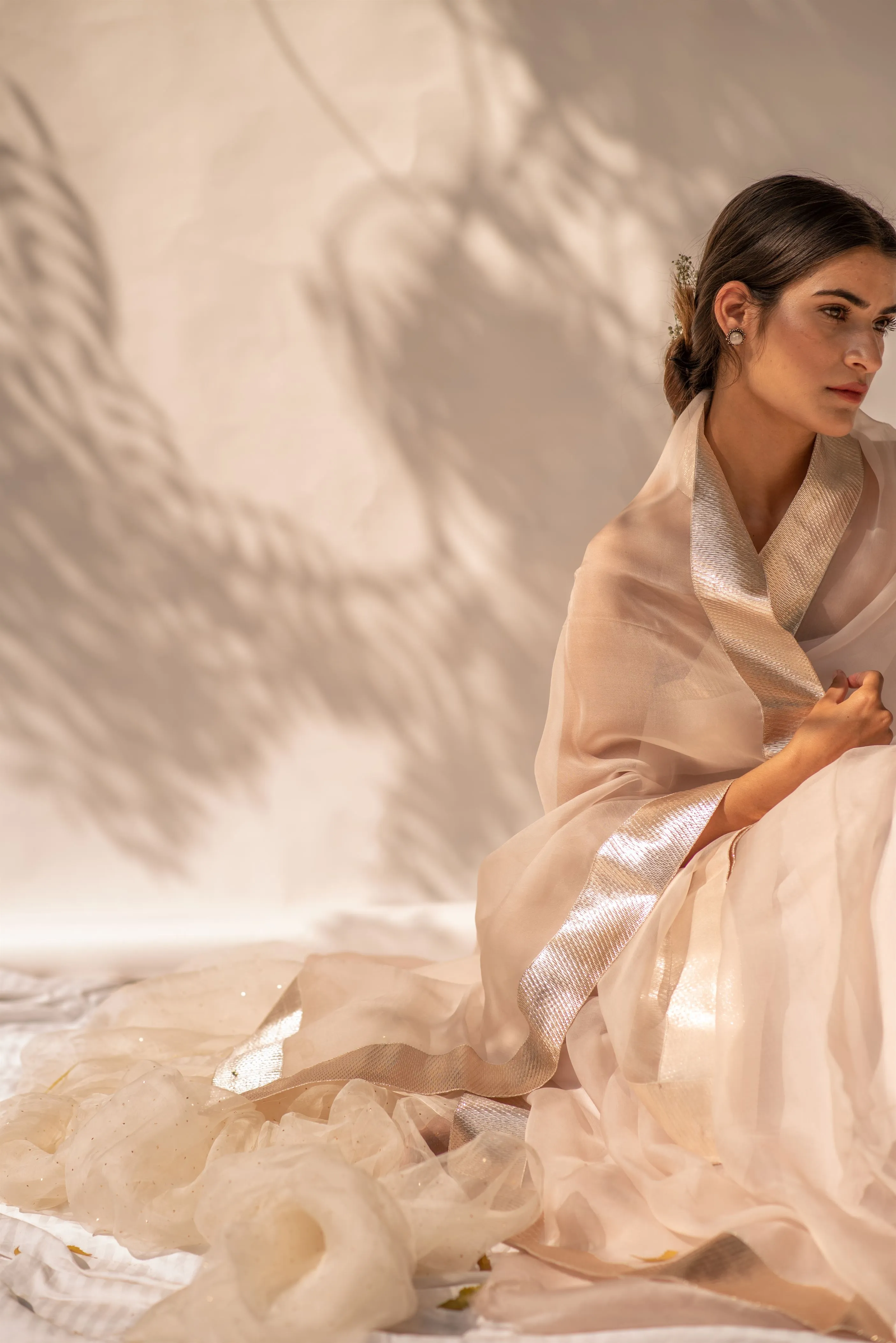 Kapardara - Inara Saree - Silk Organza - Lapha Border - RoseWater