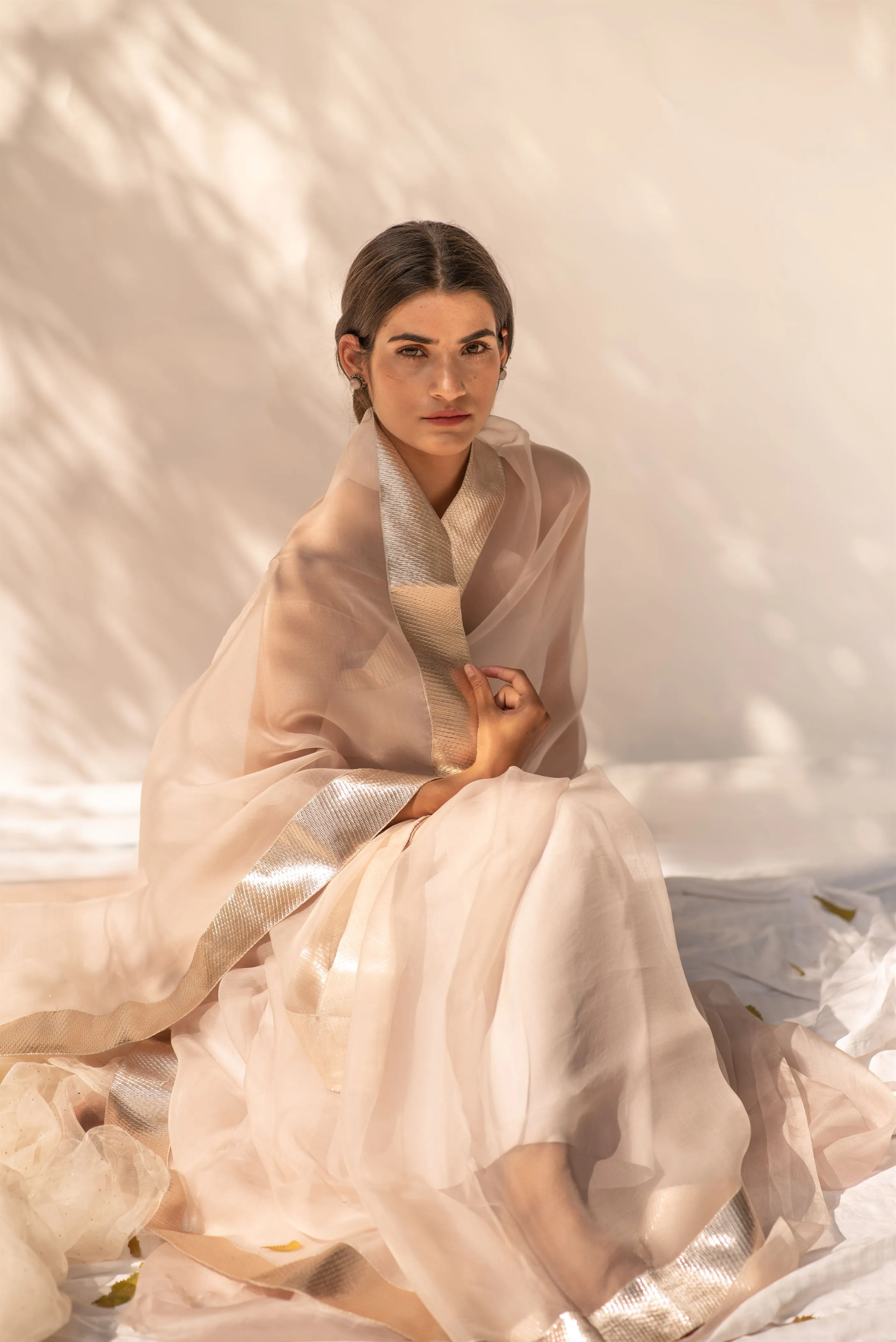 Kapardara - Inara Saree - Silk Organza - Lapha Border - RoseWater