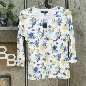 Karen Scott Women's 3/4 Sleeve Botanical Scoop T-Shirt