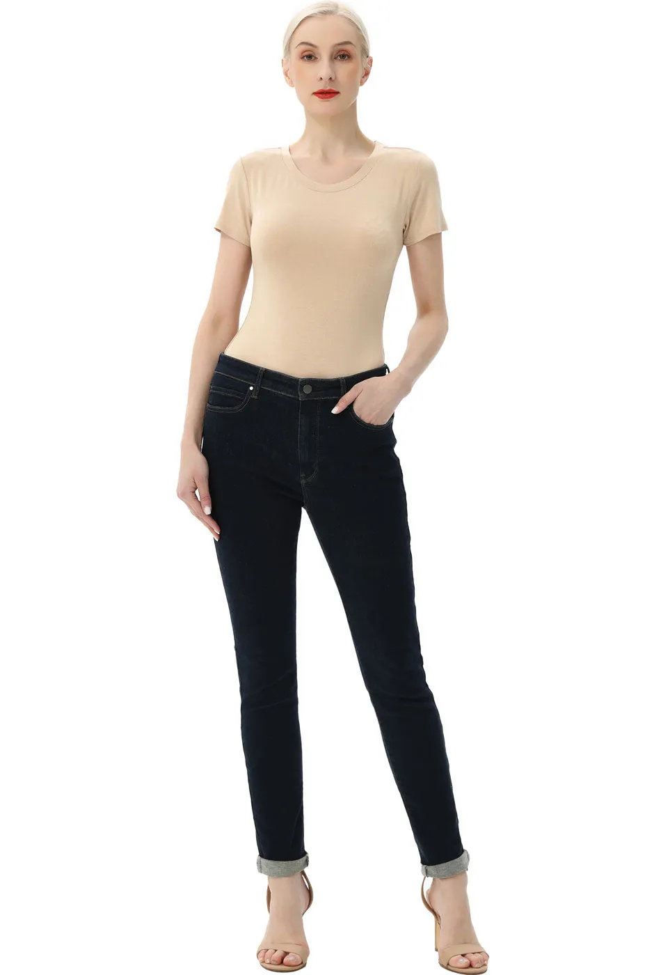 Kimi   Kai Women's Round Neck Basic Bodysuit
