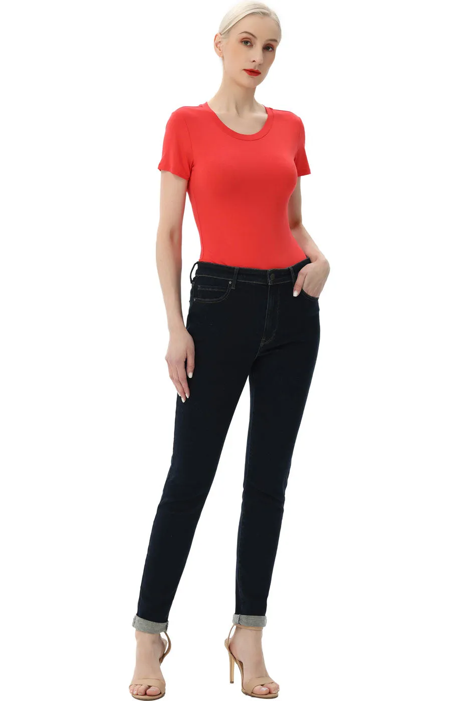 Kimi   Kai Women's Round Neck Basic Bodysuit